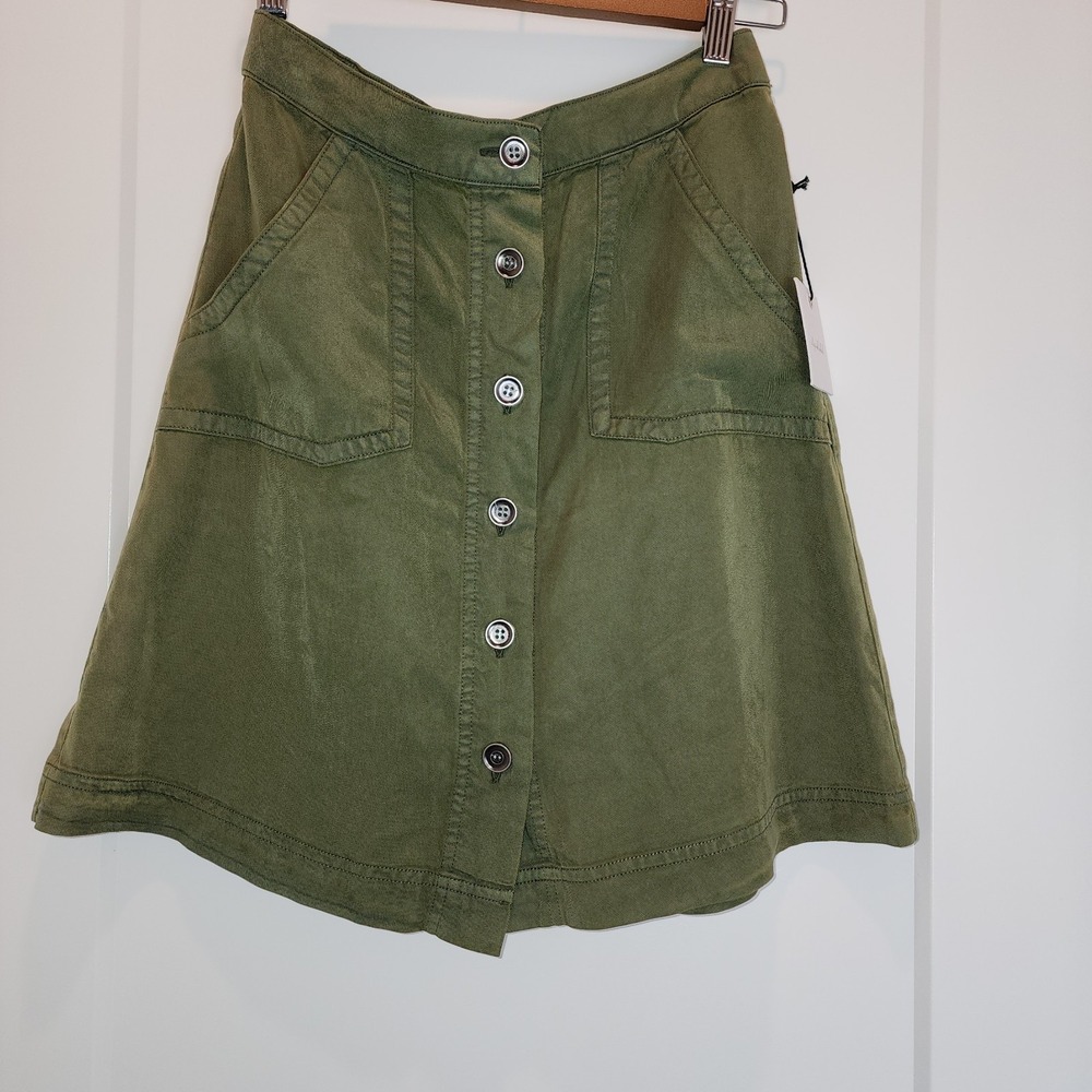 NWT Unpublished Anika Cargo Skirt Women Small Olive Green‎ Button Front Gorpcore
